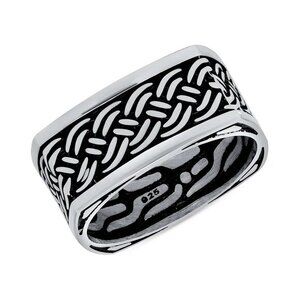 NEW 925 STERLING SILVER FANCY MEN’S WEDDING BAND